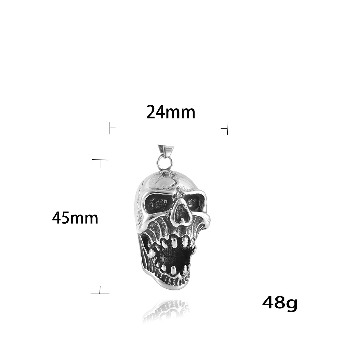 Punk-Inspired Stainless Steel Skull Pendant Necklace for Men and Women in Titanium Steel