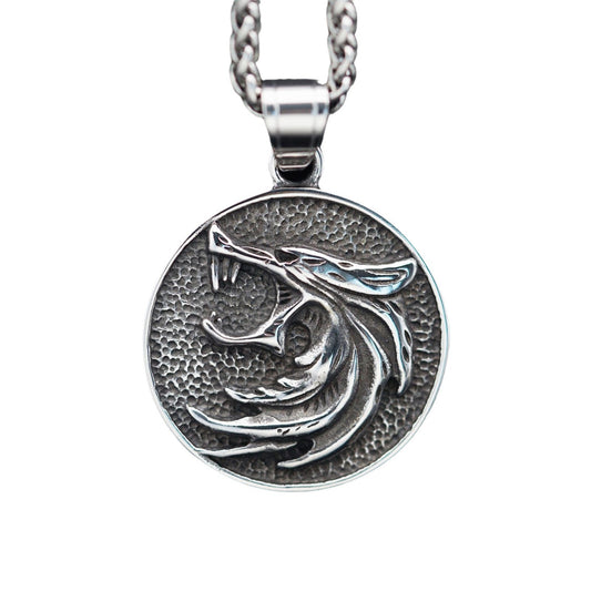Steel Necklace – Vintage Viking Wolf Head
