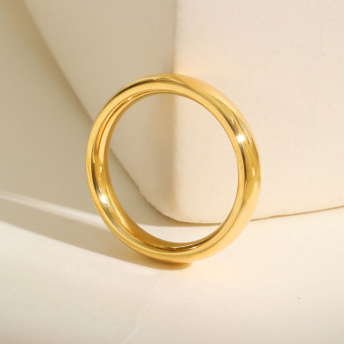 Stainless Steel Plain Ring Curved Gold Ladies