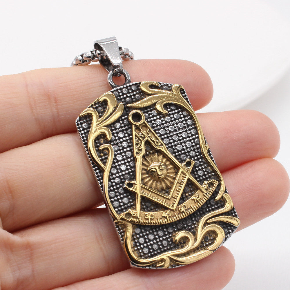 Personalized Retro Freemasonry Titanium Steel Pendant for Men - European and American Style
