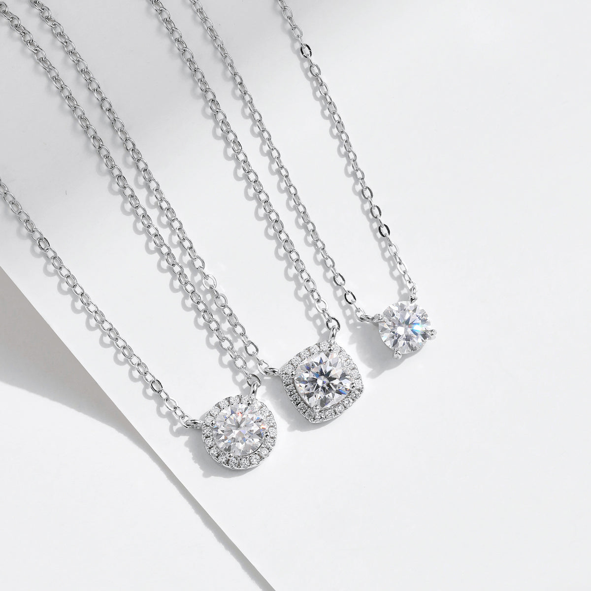 925 Sterling Silver 1 ct Geometric Moissanite Necklace