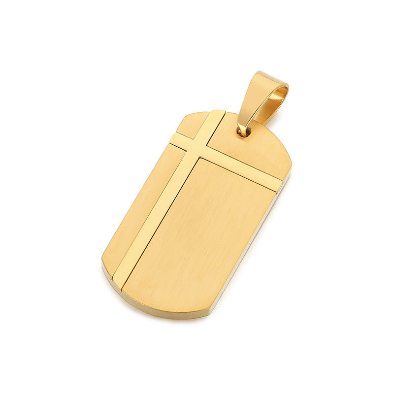 Stainless Steel Cross Square Brand Men's Titanium Steel Necklace Crack Military Brand