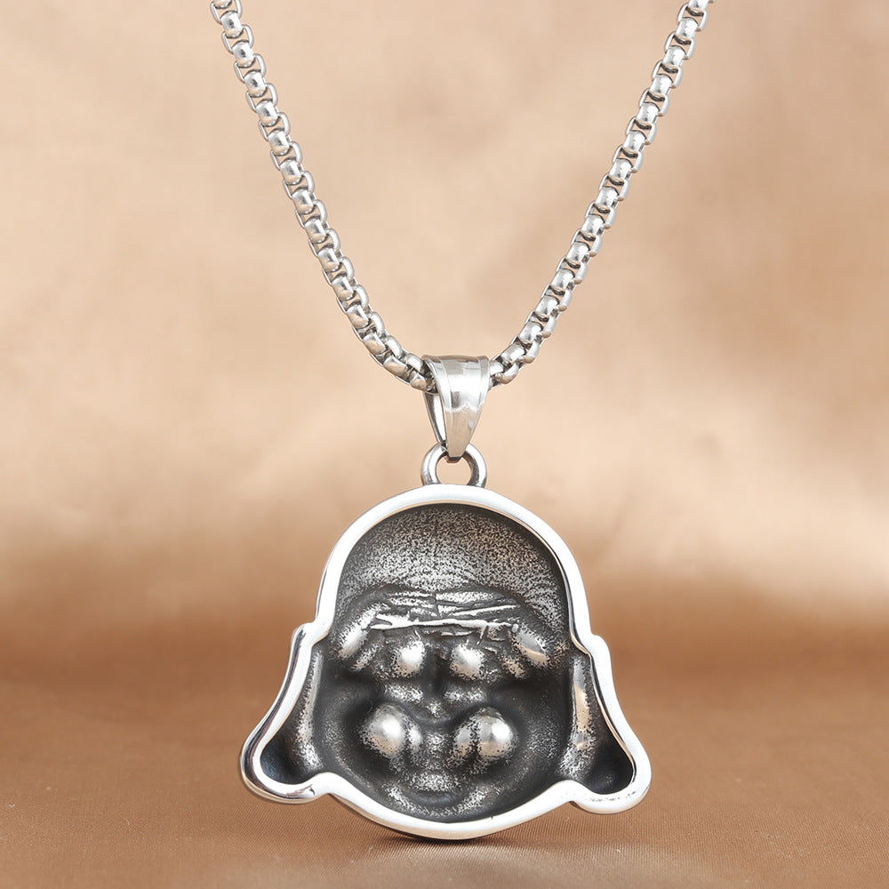 European And American Stainless Steel Buddha Pendant Necklace