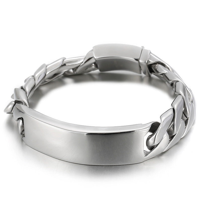 Stylish Curved Titanium Steel Chain Bracelet for Men - Hip Hop-Inspired Jewelry