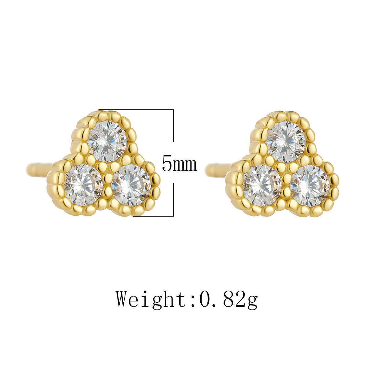 S925 Sterling Silver And Small Micro-Inlaid Zircon Stud Earrings Femininity Geometric Earrings Premium