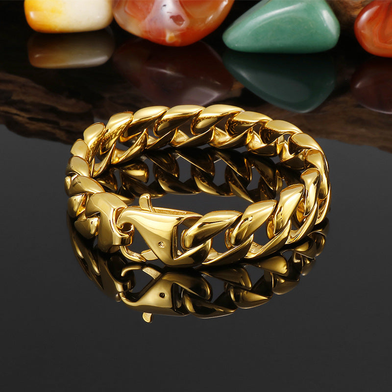 Personalized Boiled Black Titanium Steel Men's Cuban Chain Bracelet