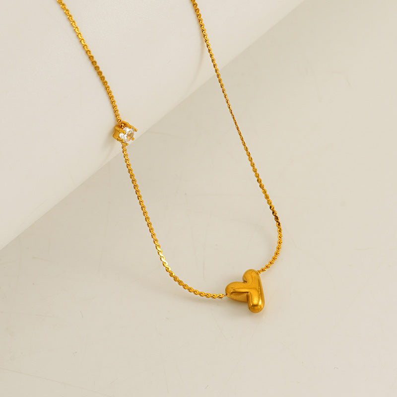 Planderful Jewelry Simple Chubby Bubble Letter Necklace Stainless Steel Personalization Pendant