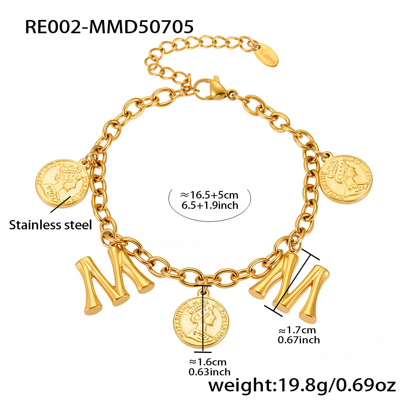 Planderful 26 Letters Queen Elizabeth Luxury Bracelet Women