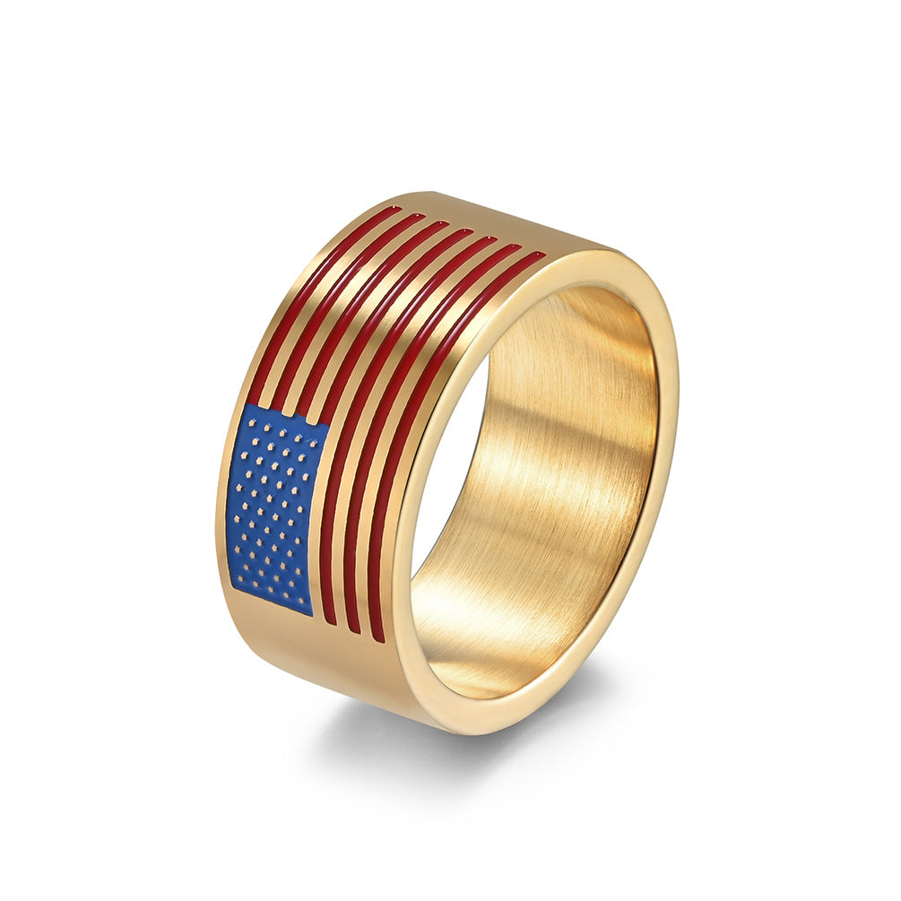 American Flag Titanium Steel Ring for Hipster Men