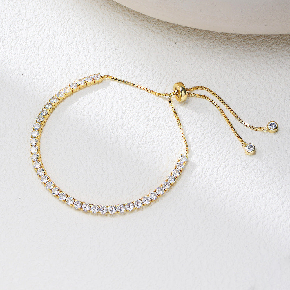 Planderful Everyday Genie Sterling Silver Zircon Tennis Bracelet Adjustable Claw Chain For Women