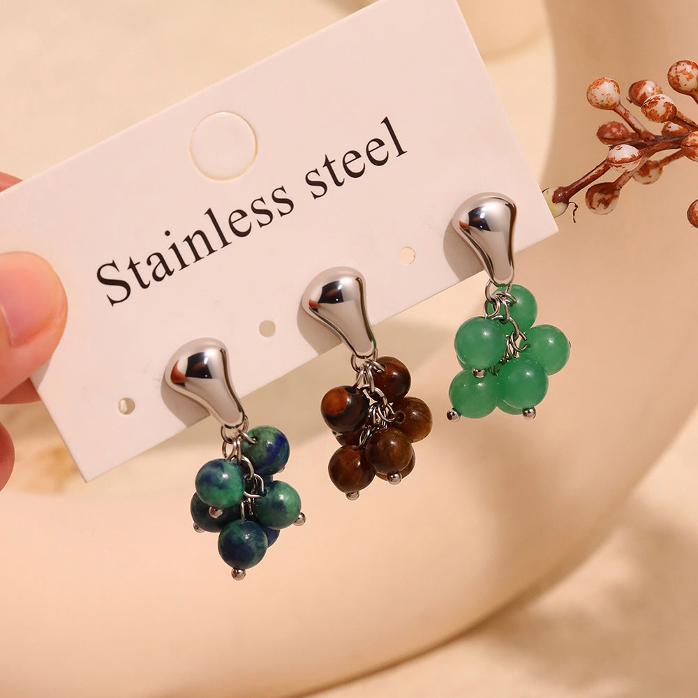 Planderful Tigers Eye Earrings Stainless Steel Luxury For Women