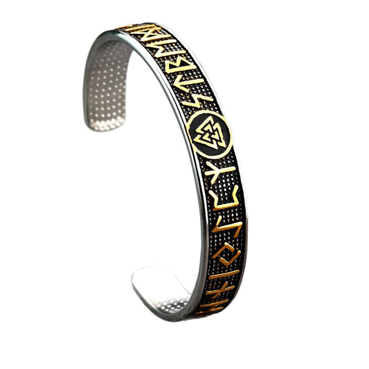 Planderful Nordic Viking Rune Stainless Steel Bracelet For Men Durable Retro Fashion Accessory