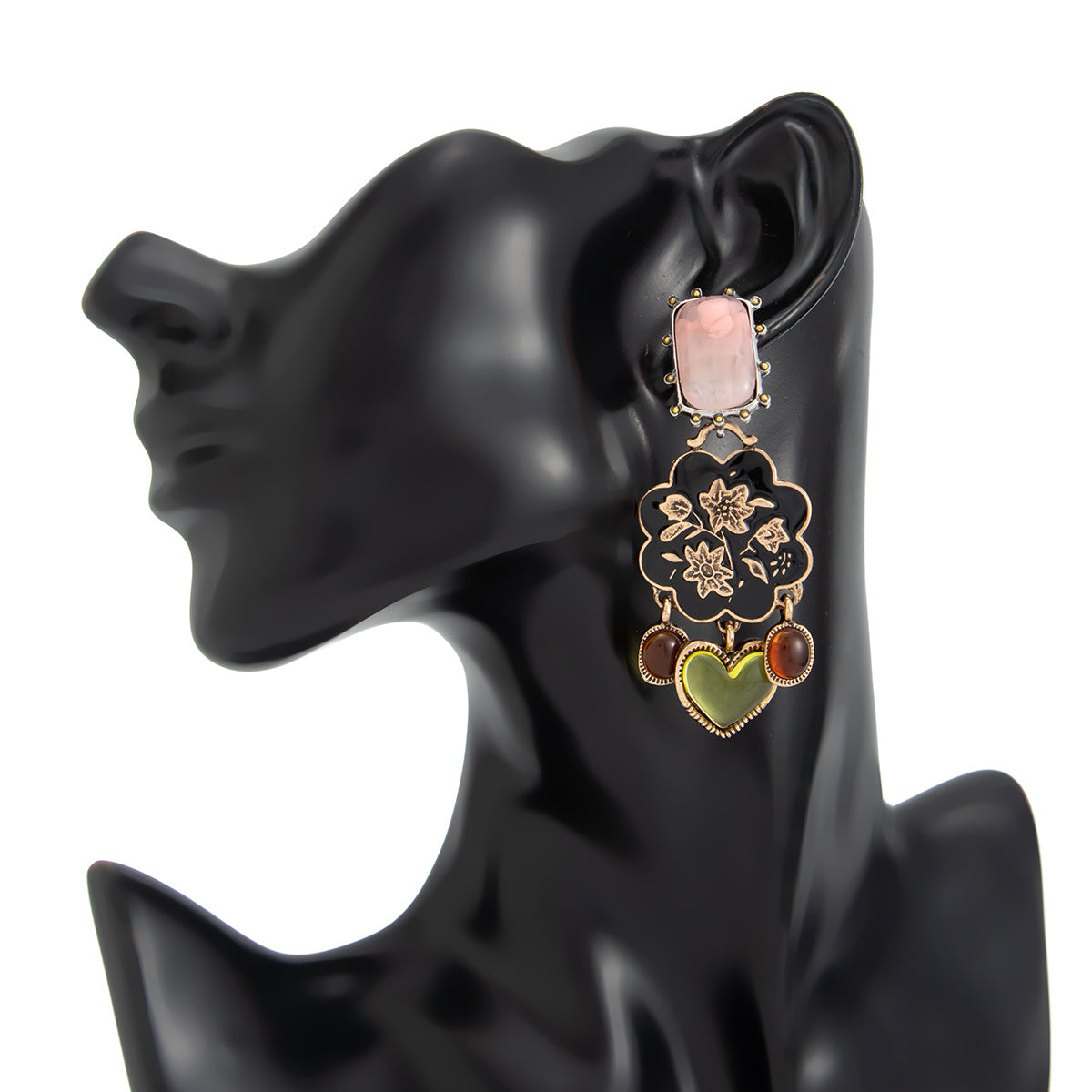 Planderful Vienna Verve Floral Gem Fringed Earrings For Boho Retro Ethnic Style Lovers Statement Ear Jewelry