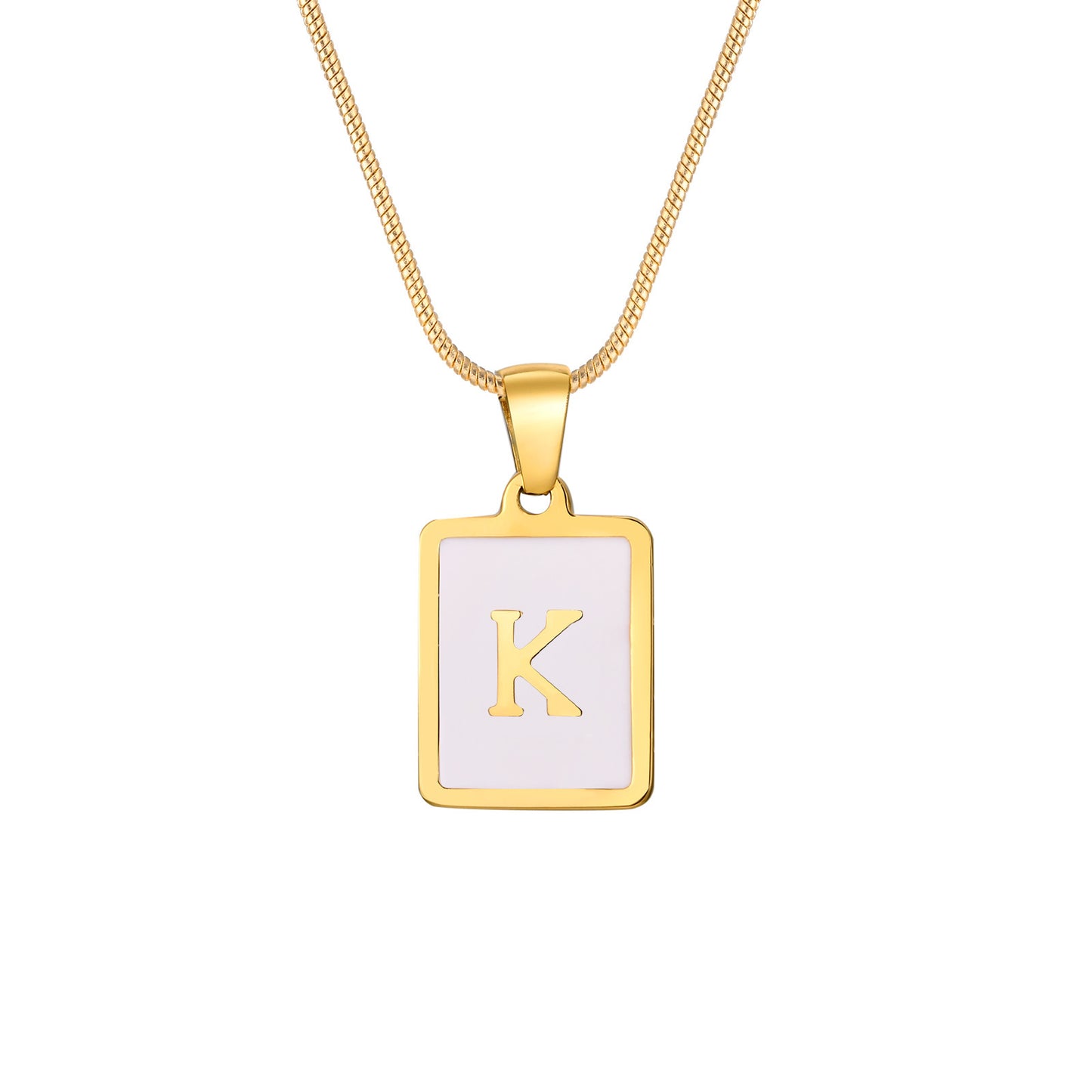 European And American Stainless Steel Gold Letter Pendant Necklace Women