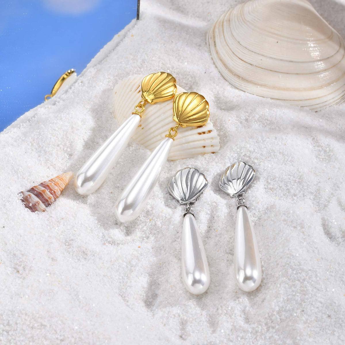 Stainless Steel Pearl Earrings