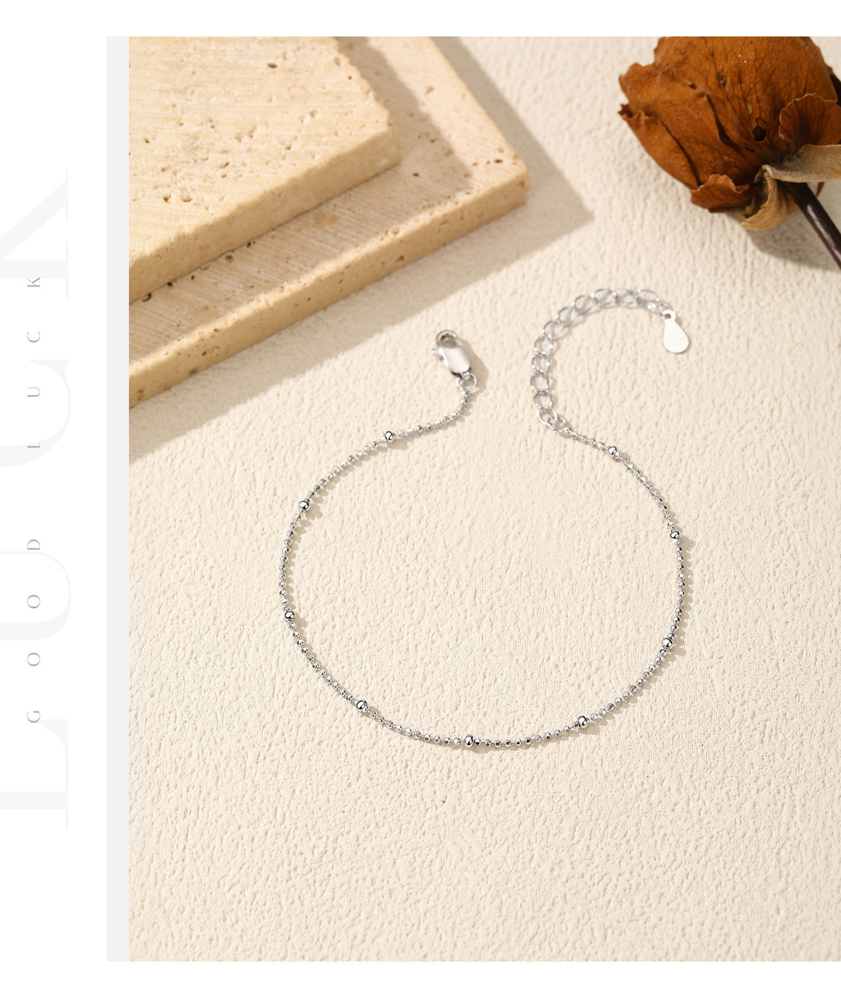 925 Sterling Silver Fine Plain Chain Bracelet