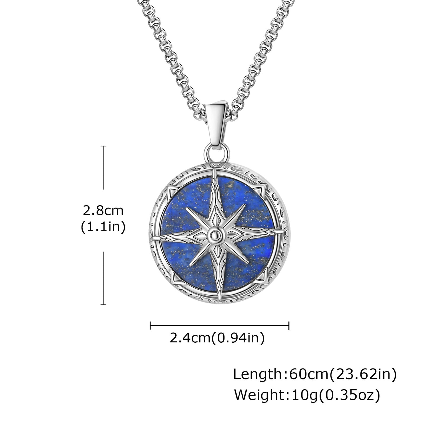 Planderful Bold Steel Tiger's Eye Octagram Pendant For Men