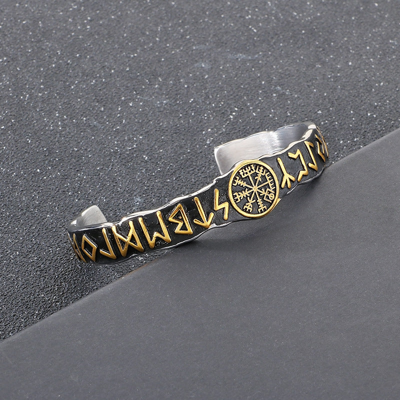 Planderful Odin Rune Bracelet Open For Men Stainless Steel