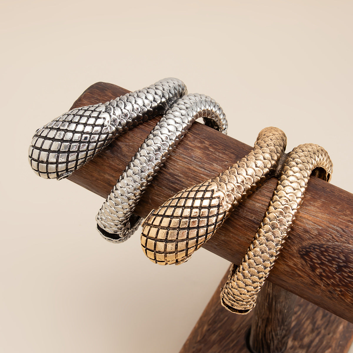 Planderful Vienna Verve Snake Skin Pattern Opening Bracelet For Women Geometric Winding Statement Jewelry