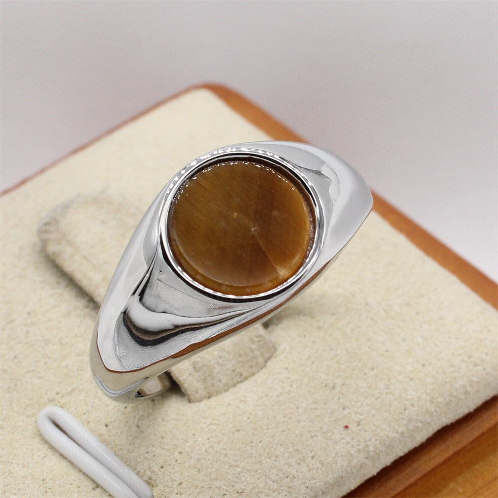 Everyday Genie Titanium Steel Gem Ring for Men and Women