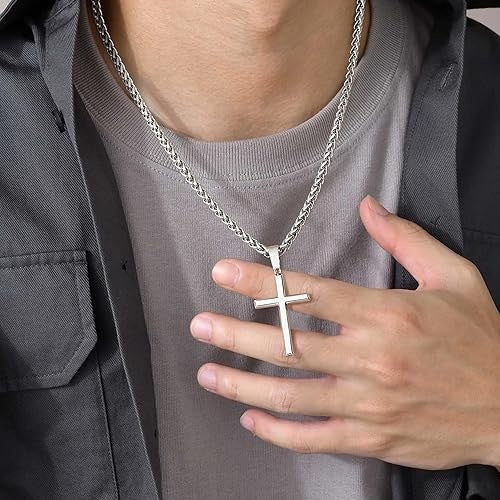 Planderful Everyday Genie Cross Pendant Necklace For Men Stainless Steel Hip Hop Style Jewelry