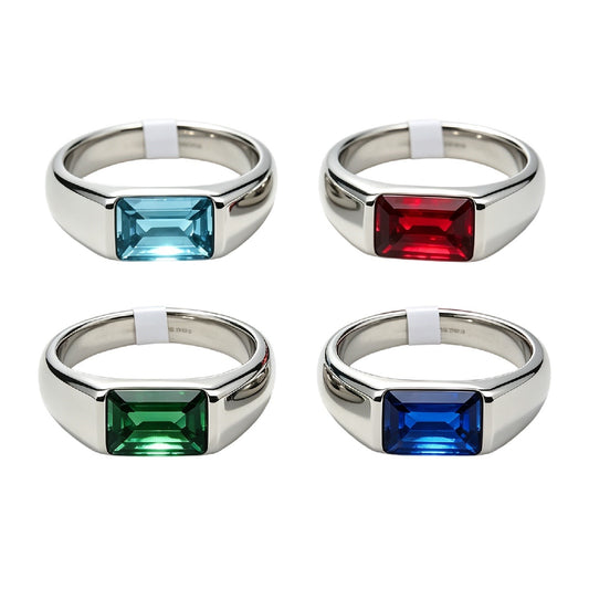Court Gemstone Titanium Steel Ring