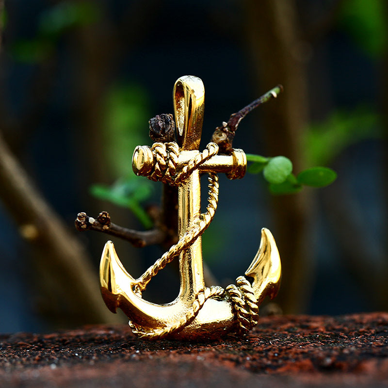 Retro Titanium Steel Boat Anchor Pendant for Men - Wholesale Jewelry
