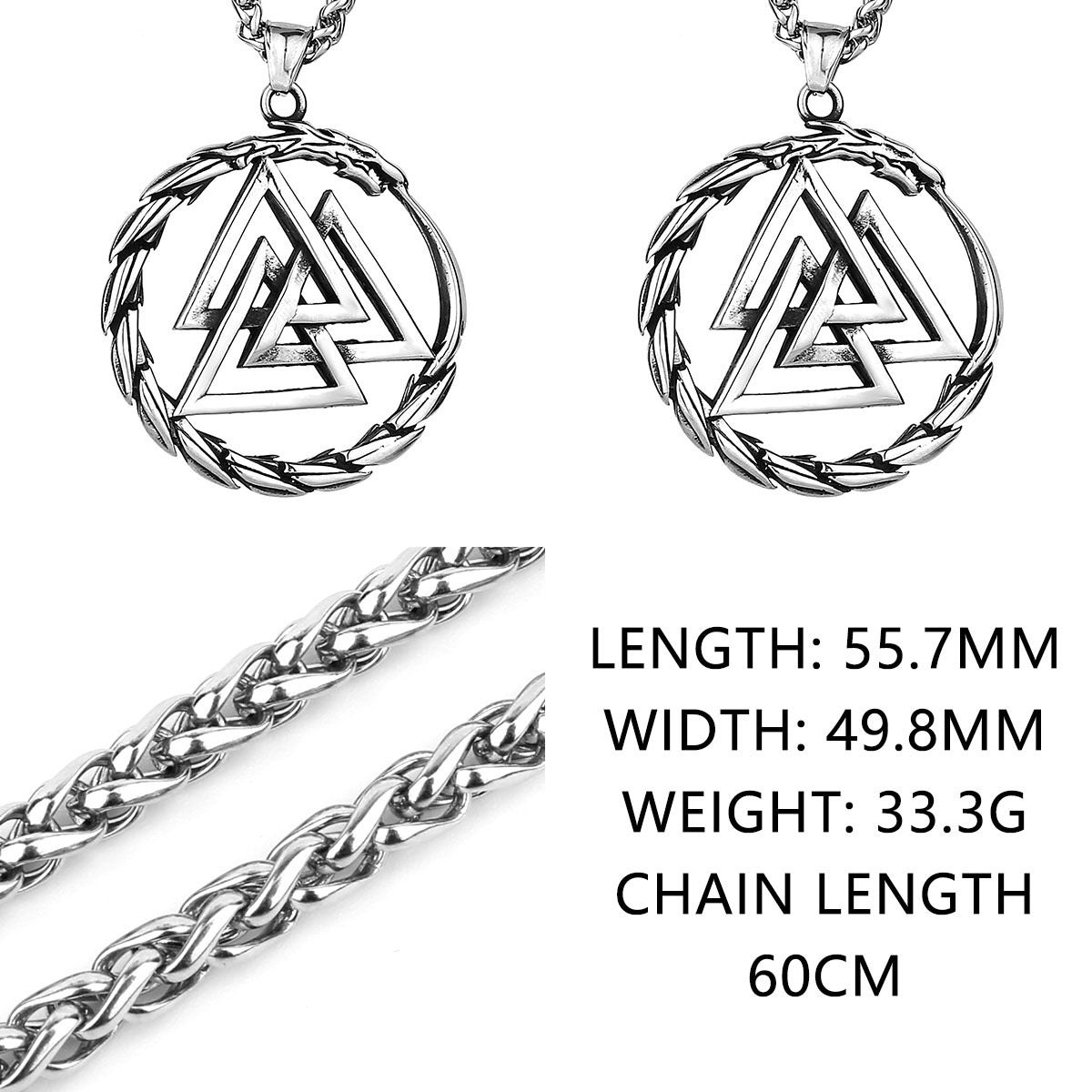 Titanium Steel Pendant Necklace Men's Fashion Jewelry High Sense Retro Rune Stainless Steel Ouroboros Pendant Personalized Accessories