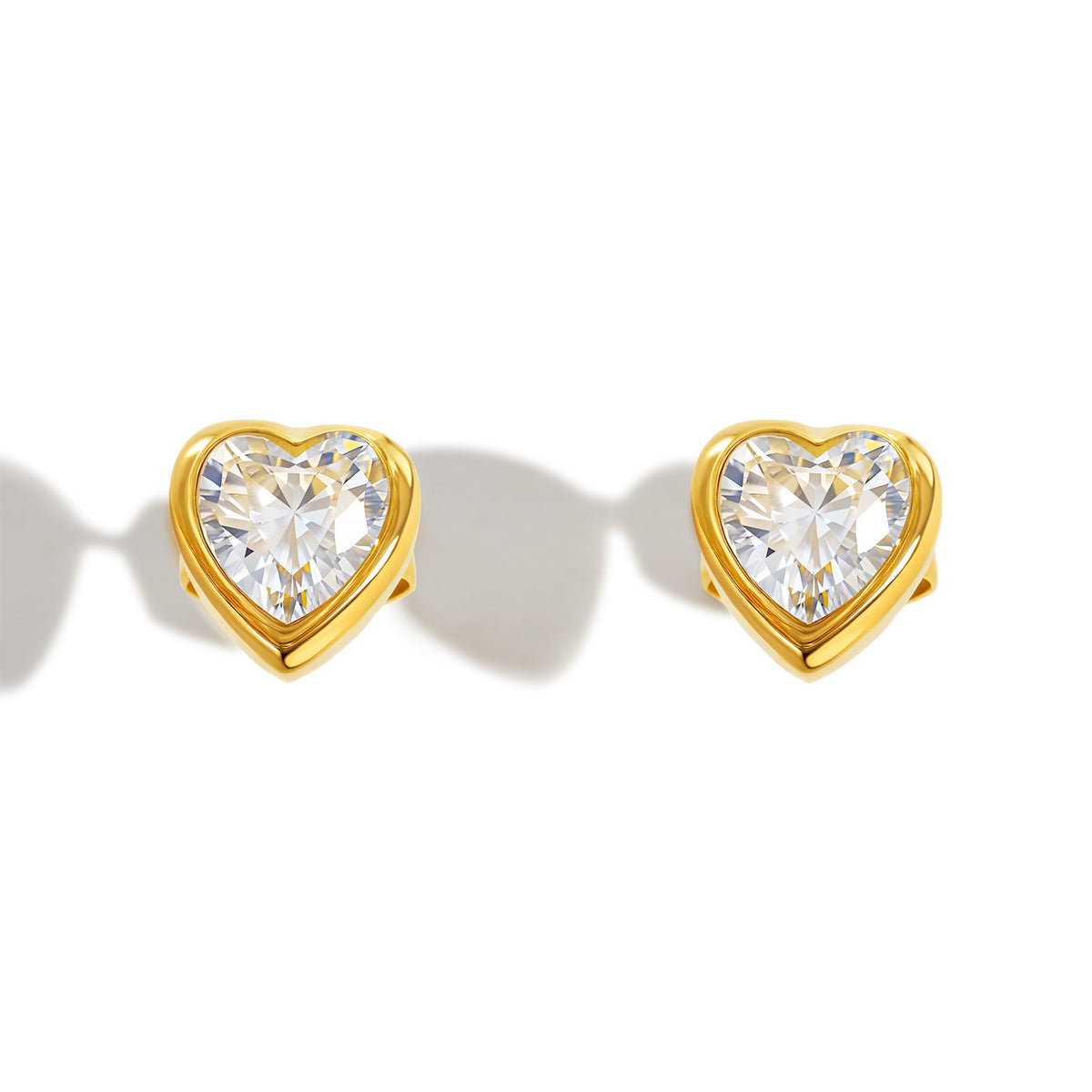 Stainless Steel Zircon Heart Earrings