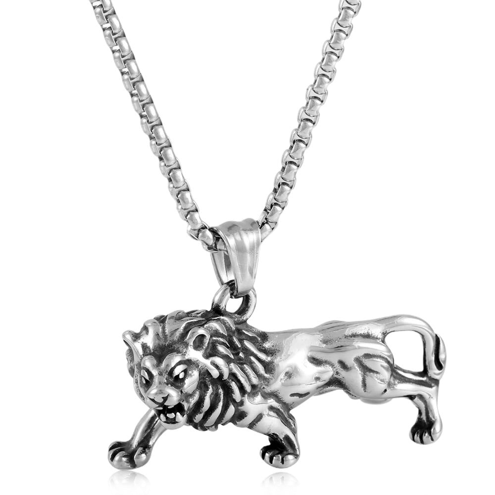 European And American Stainless Steel Lion Pendant Necklace