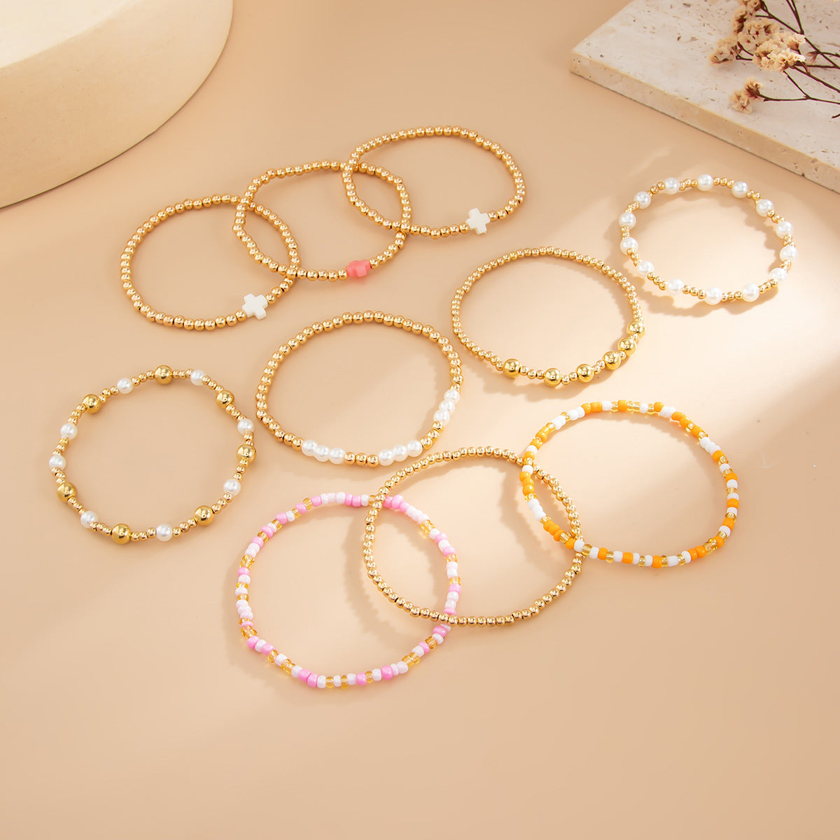 Planderful Starfish Cross Bracelet Elastic Beaded Jewelry Women Versatile Holiday Stacking Accessory Vienna Verve