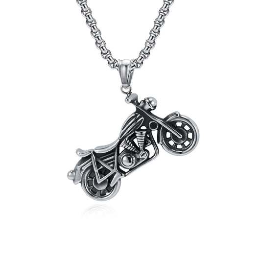 Planderful Titanium Steel Necklace For Men Retro Locomotive Pendant Urban Punk Style