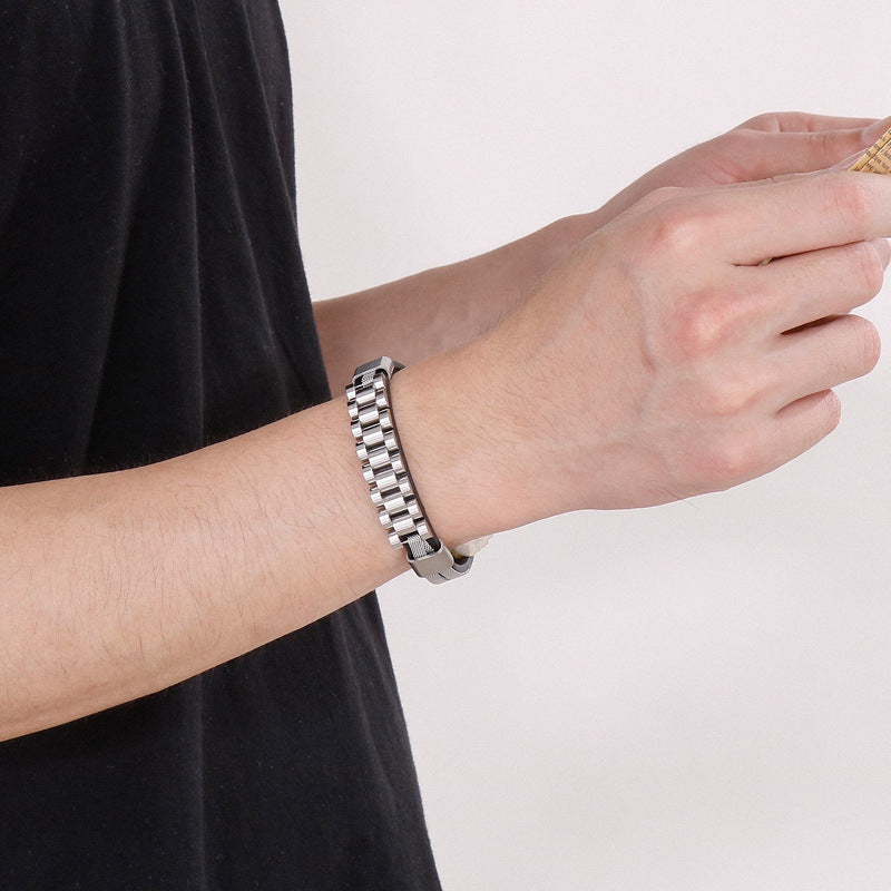 Planderful Personalized Metal Watch Buckle Bracelet For Men