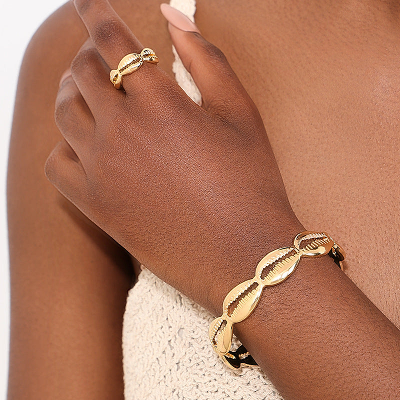 Personalized Marine Elements Bracelet and Ring Set for Women