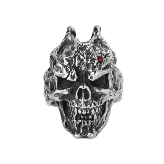Halloween Batman Demon Skull Titanium Steel Ring for Men