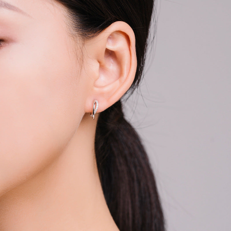 Minimalist Sterling Silver Earrings with Zircon Detail