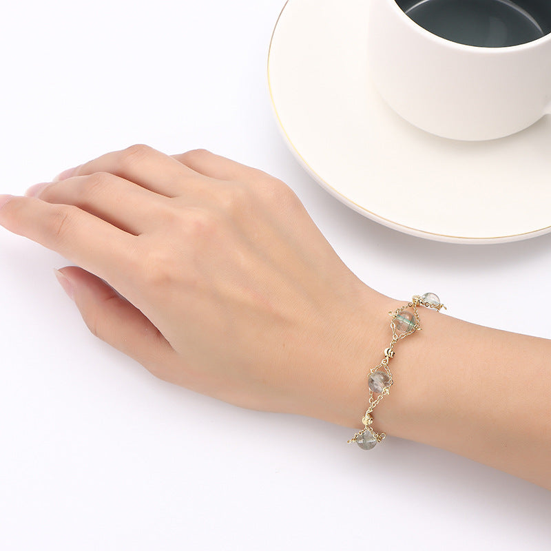 Fortune's Favor Sterling Silver Crystal Bracelet with Unique Korean Beaded Design