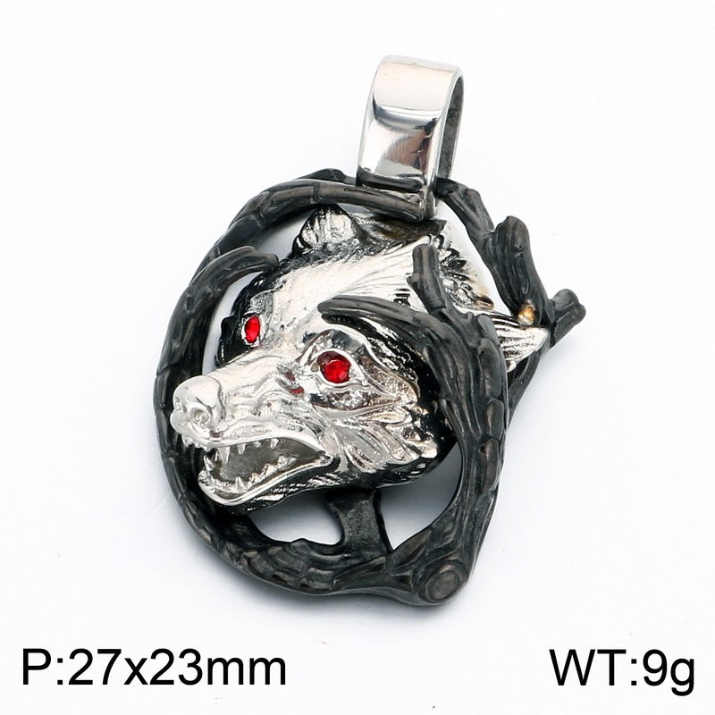 Giant Wolf Fenriel Screams Mask Pendant Three-Dimensional Two-Color Tiger Head Stainless Steel Necklace