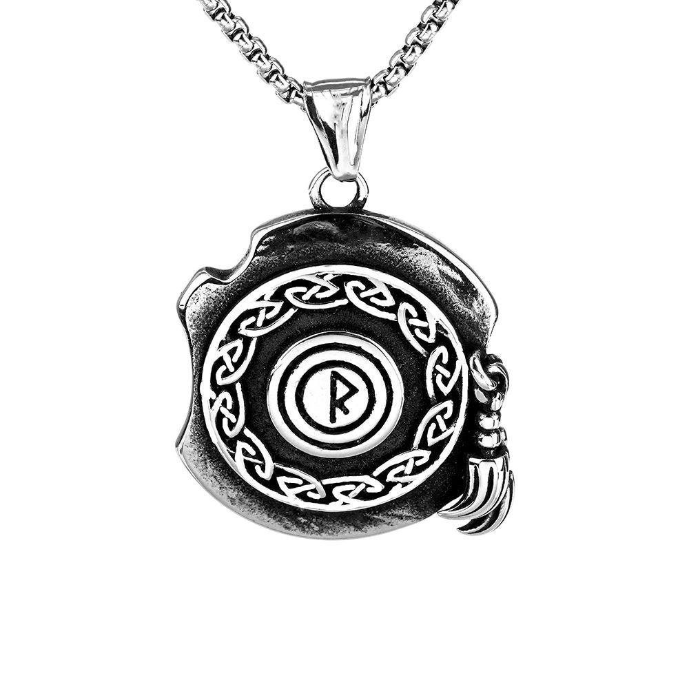 Nordic Viking Retro Men's Stainless Steel Rune Pendant Necklace