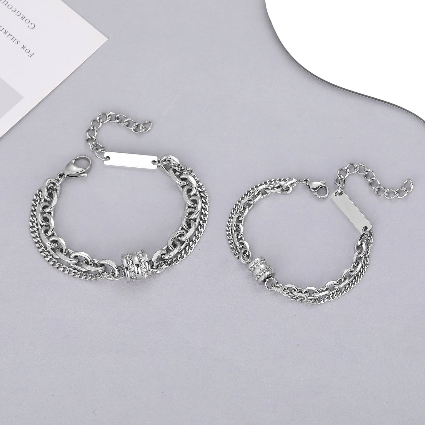 Planderful Jewelry Double Layer Titanium Steel Bracelet For Couples Light Luxury High End Design