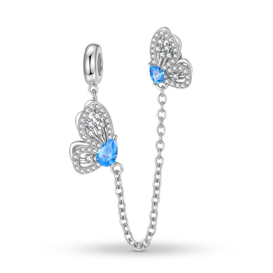 Planderful Jewelry Sterling Silver Beading Pendant With Zircon Butterfly Charm For Everyday Luxury