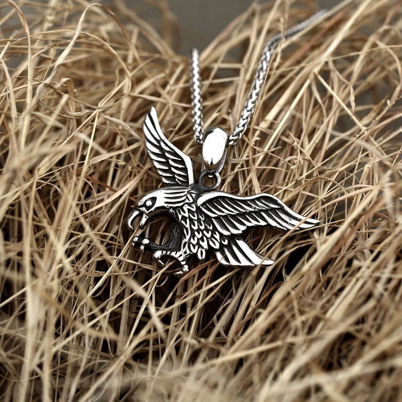 Stainless Steel Eagle Wings Pendant for Men - Trendy Titanium Steel Jewelry