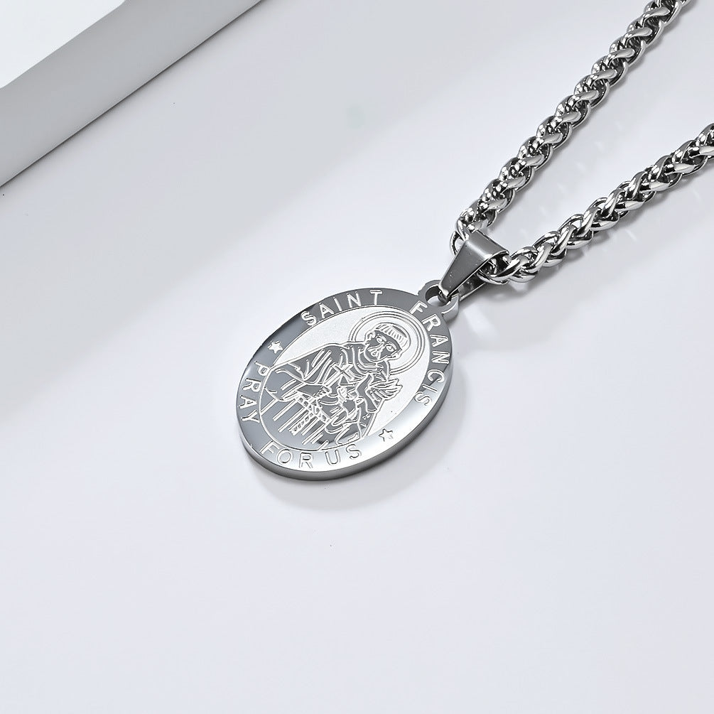 St. Michael the Archangel Titanium Steel Pendant Necklace for Men and Women Holiday Gifts