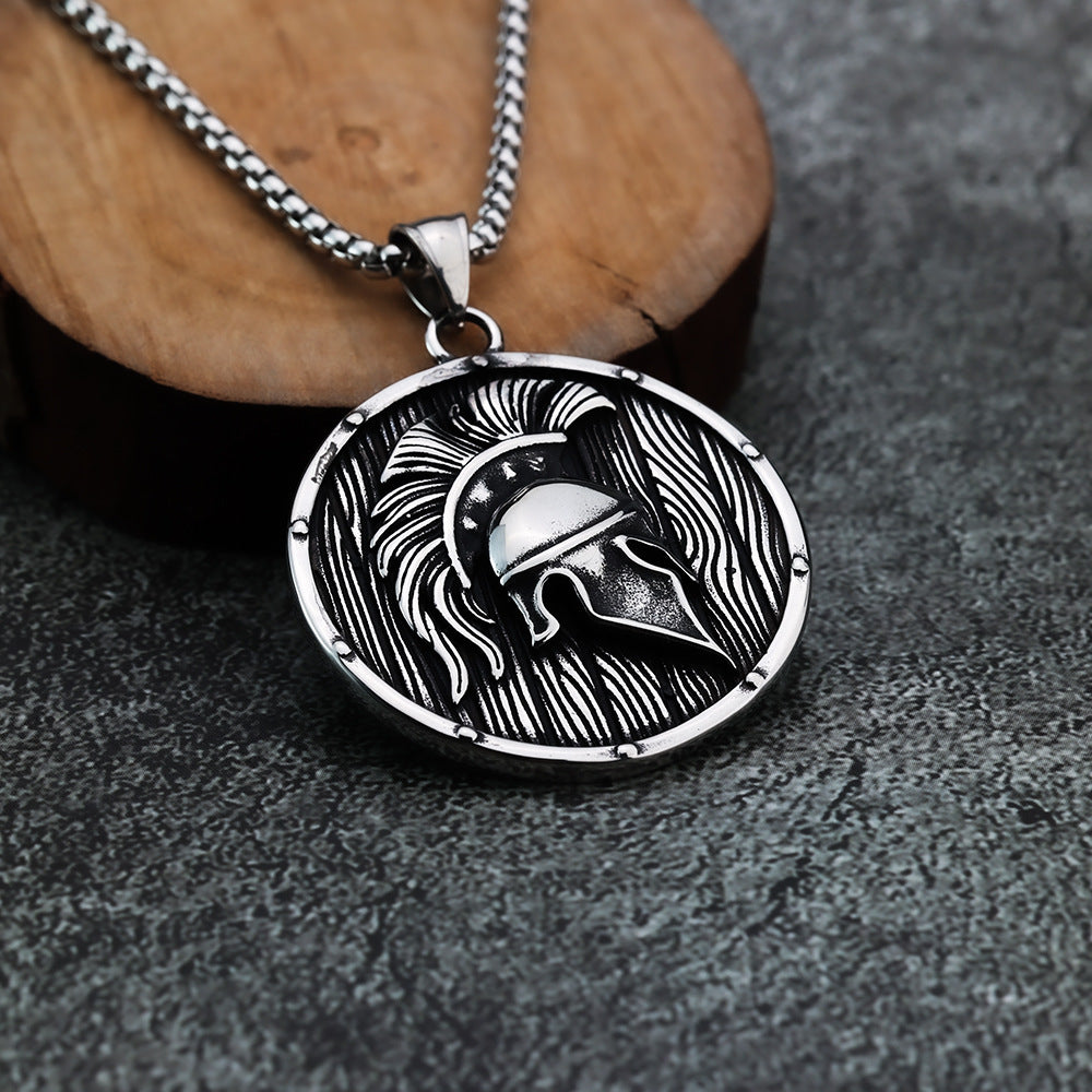 Pendant Personality Spartan Mask Shield Fashion Men's Pendant Stainless Steel Jewelry