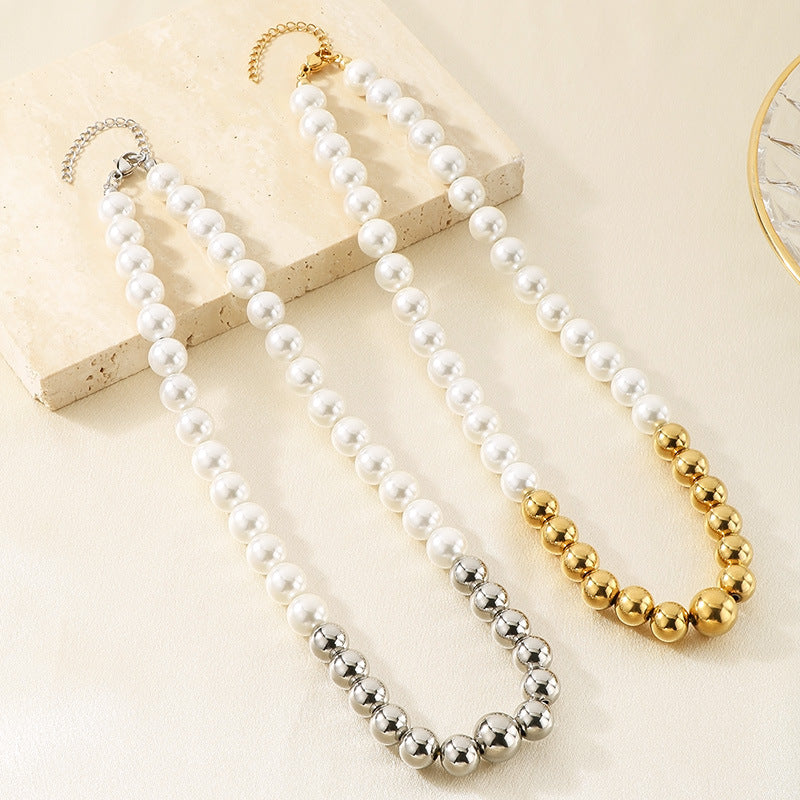 French Light Imitation Pearl Spell Round Bead Commuting Gentle Girl Versatile Necklace Collarbone