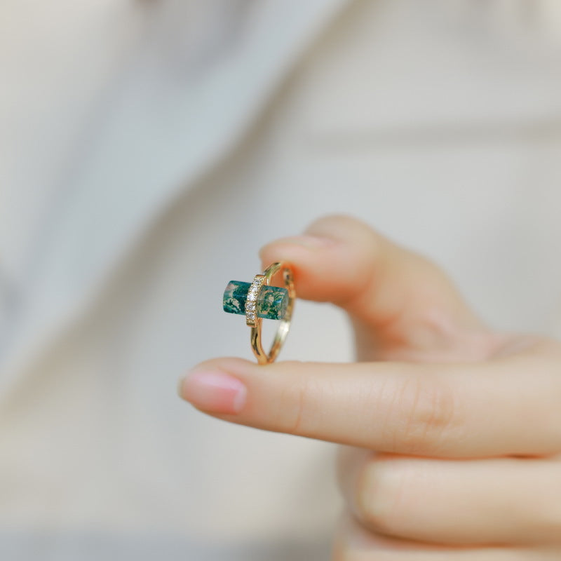 Planderful Everyday Genie Ring – Elegant Green Moss Sterling Silver Design