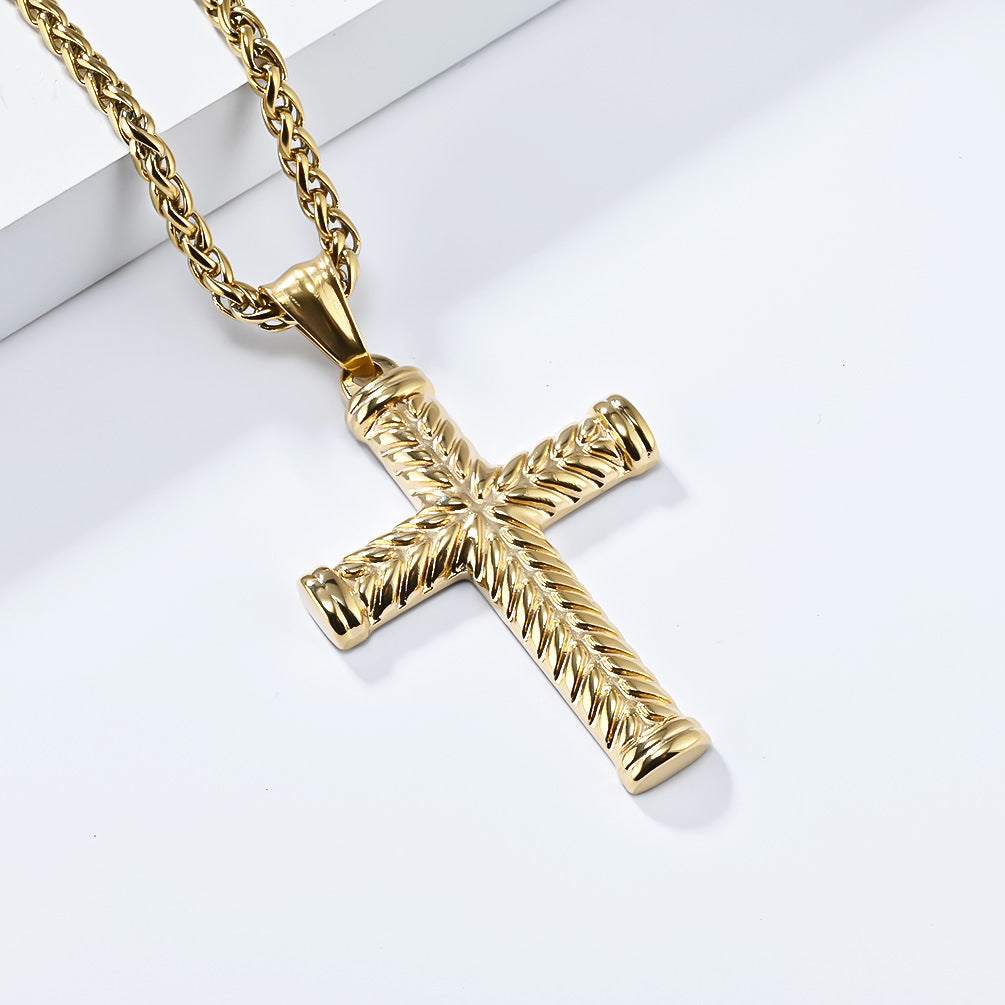 Cross-Border European and American Titanium Steel Cross Necklace