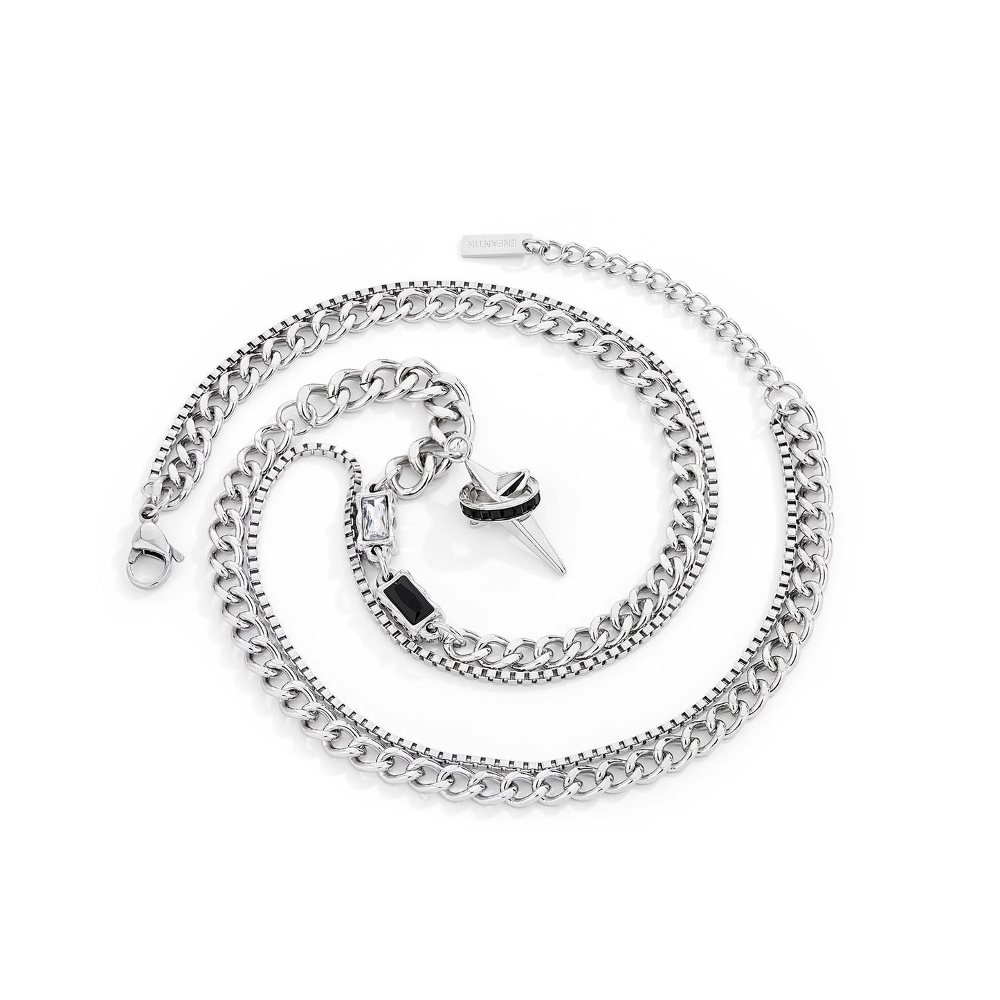 Planderful Jewelry Titanium Steel Surrounding Tetragonal Star Necklace For Mens Style Everyday Wear