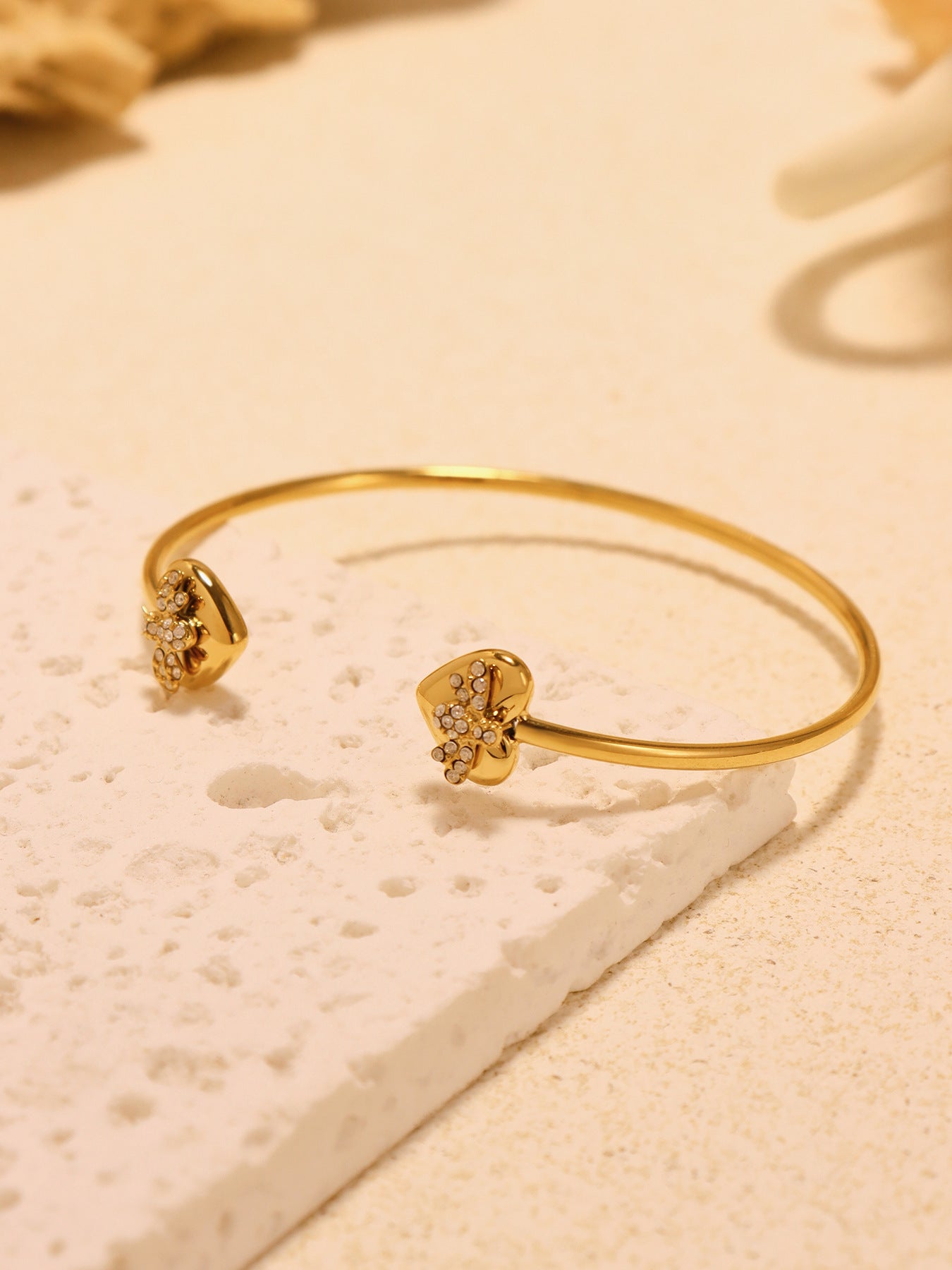 Planderful Zircon Rose Love Open Bracelet For Women