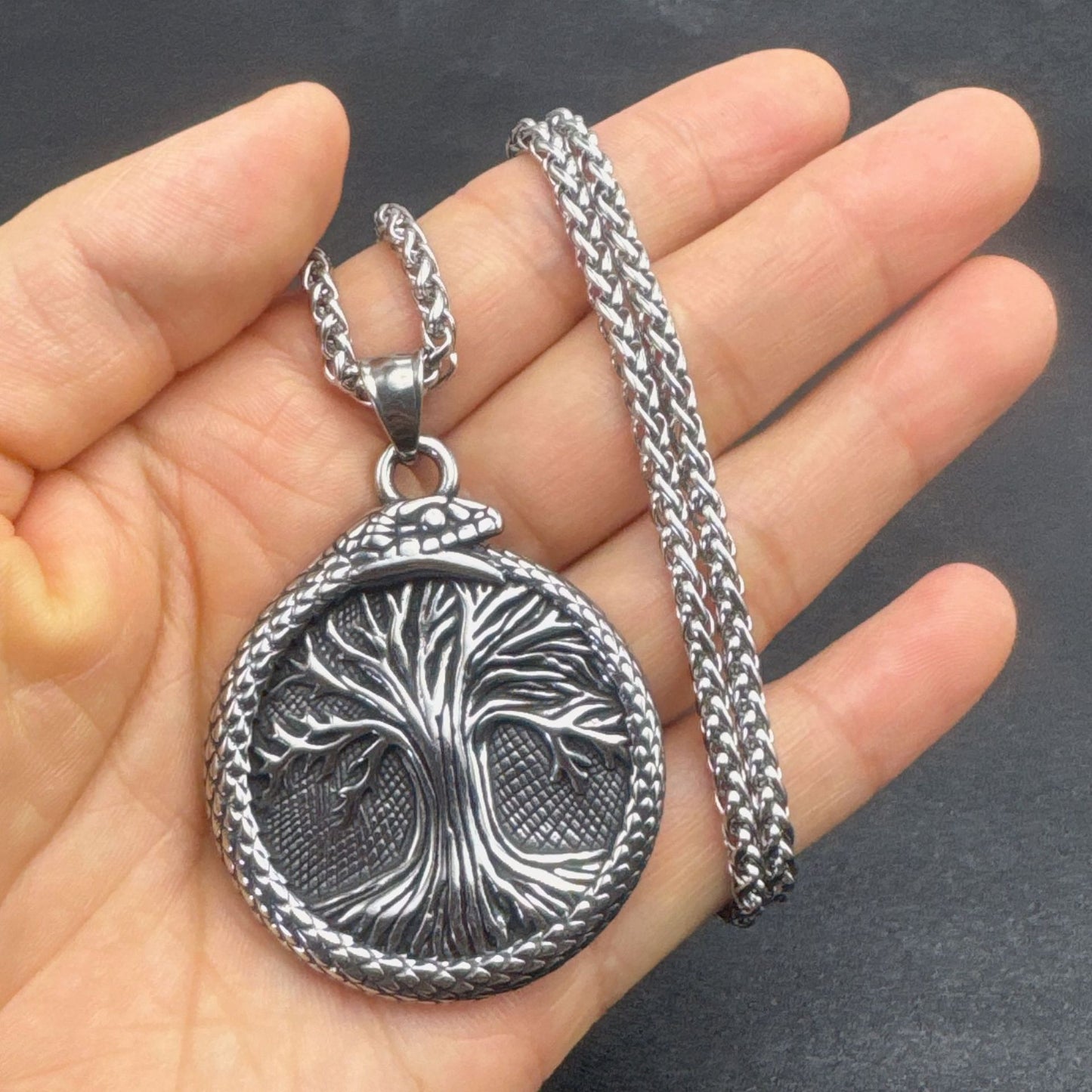 1. Planderful Tree of Life Pendant Stainless Steel Necklace For Men Punk Viking Style Gift